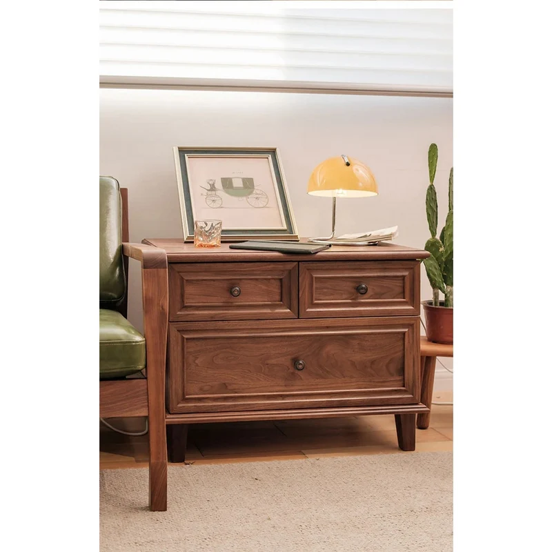 Kinetic Fully Assembled 3-Drawer Solid Walnut Wood Nightstand