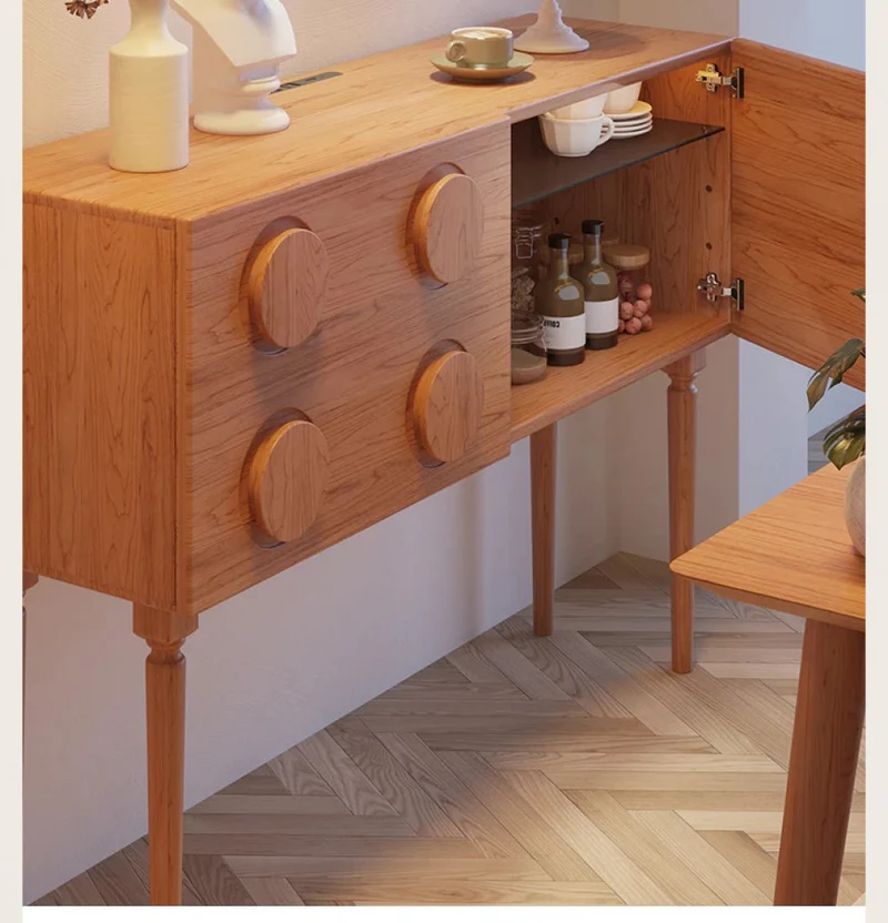 Nexus Eight Circle Point Design Cherry Wood Console Table