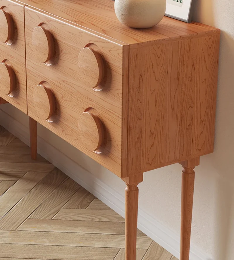 Nexus Eight Circle Point Design Cherry Wood Console Table