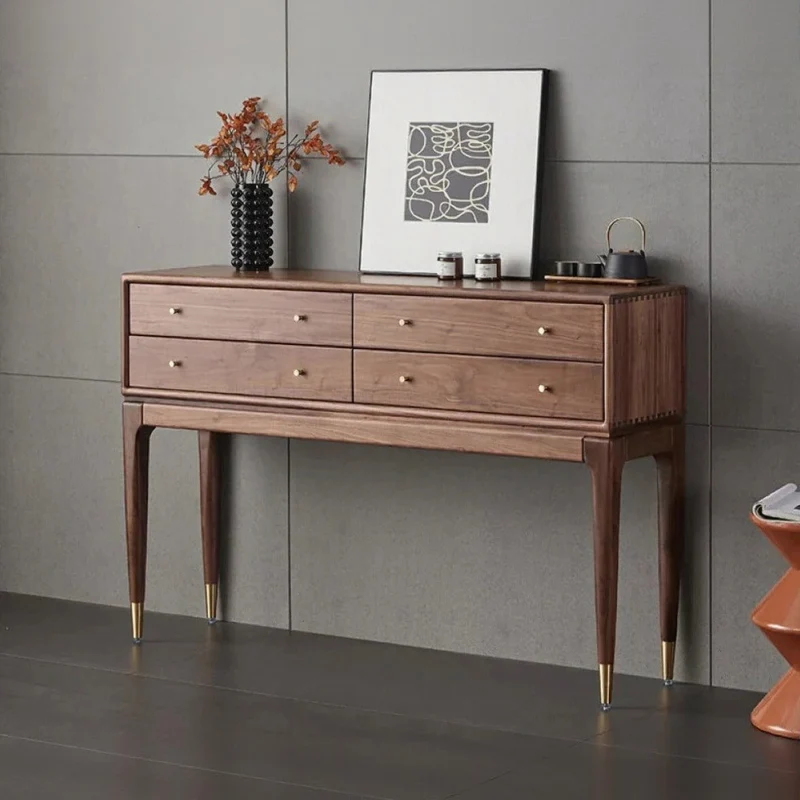 Ember Big Contemporary Walnut Wood Console Table