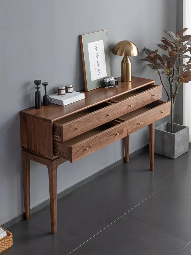 Ember Big Contemporary Walnut Wood Console Table