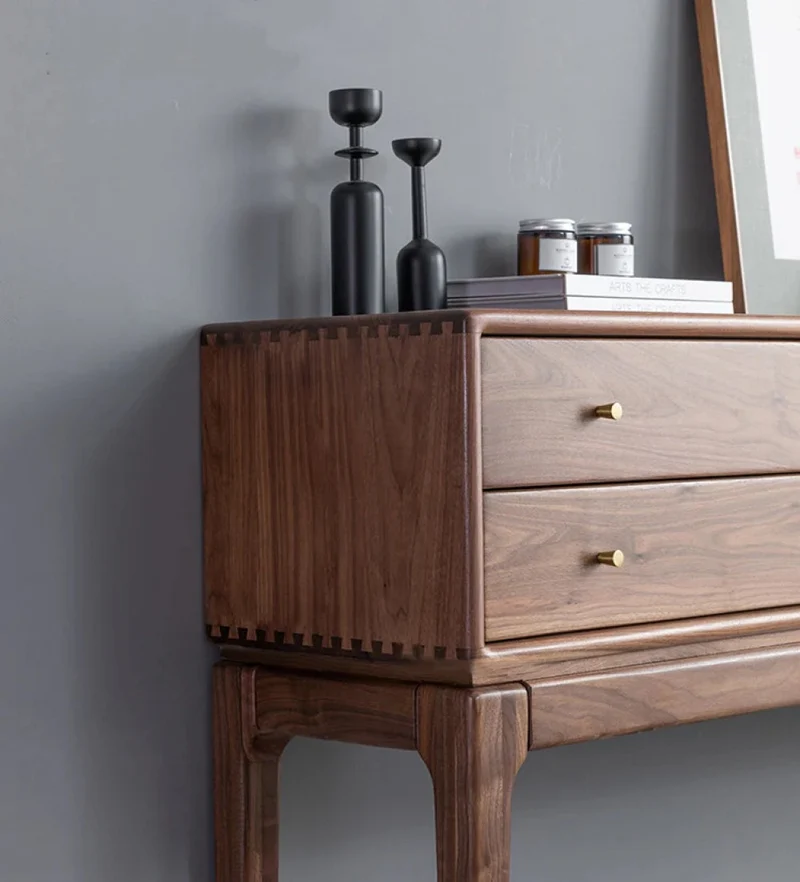 Ember Big Contemporary Walnut Wood Console Table