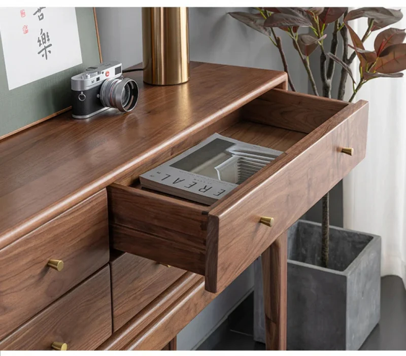 Ember Big Contemporary Walnut Wood Console Table