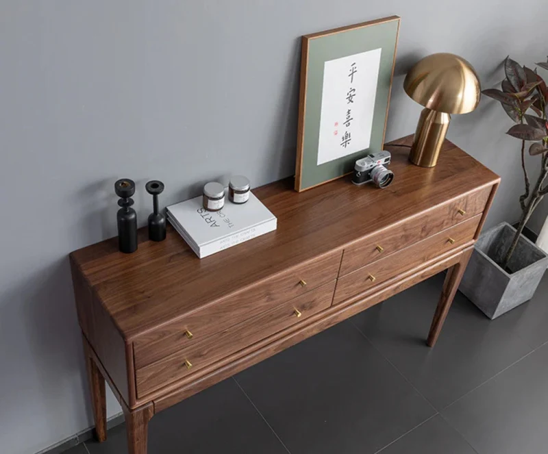 Ember Big Contemporary Walnut Wood Console Table