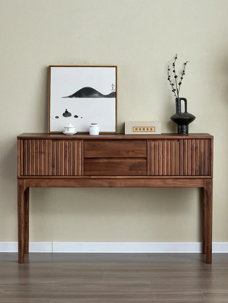 Blinds Design Black Walnut Wood Console Table