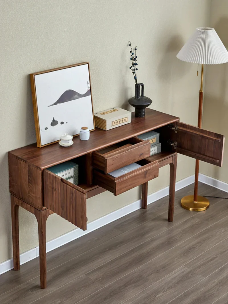 Blinds Design Black Walnut Wood Console Table