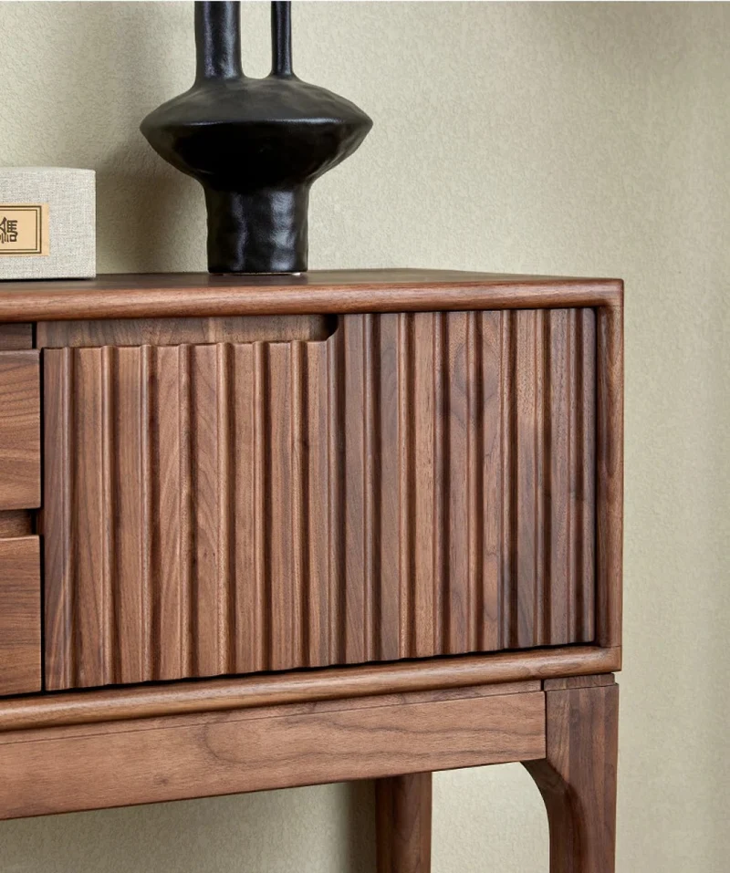 Blinds Design Black Walnut Wood Console Table