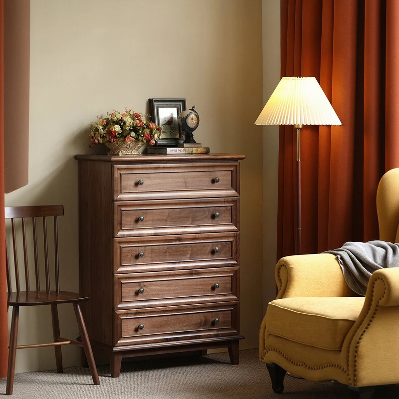 Heritage American Style Vintage Walnut Wood Dresser