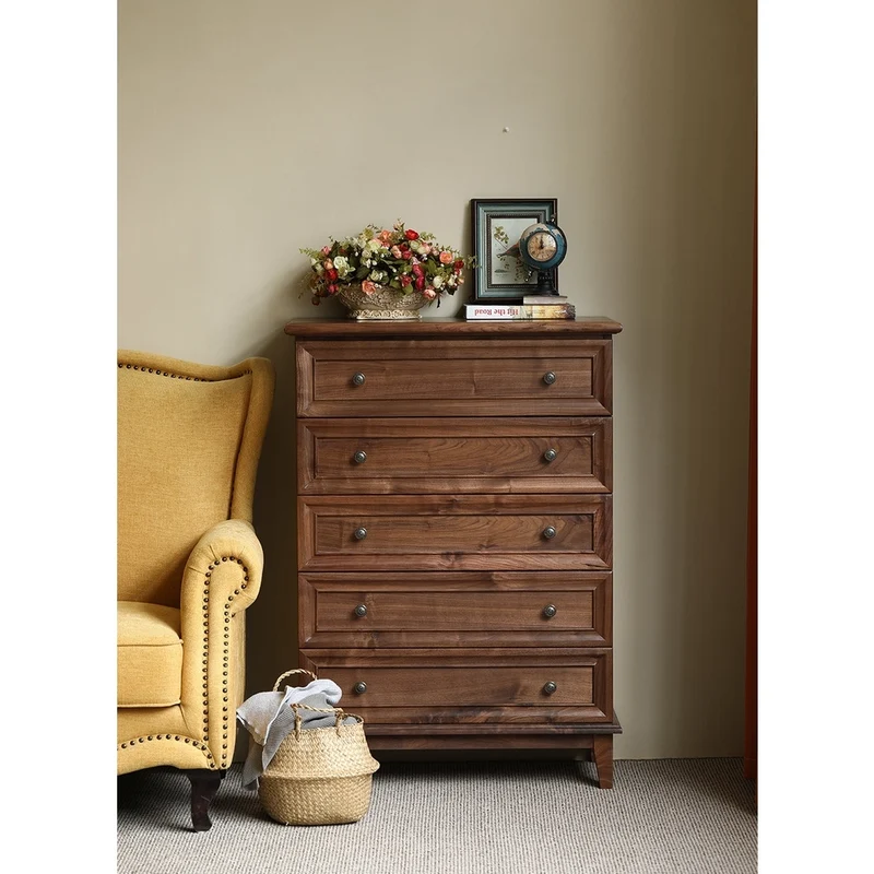 Heritage American Style Vintage Walnut Wood Dresser