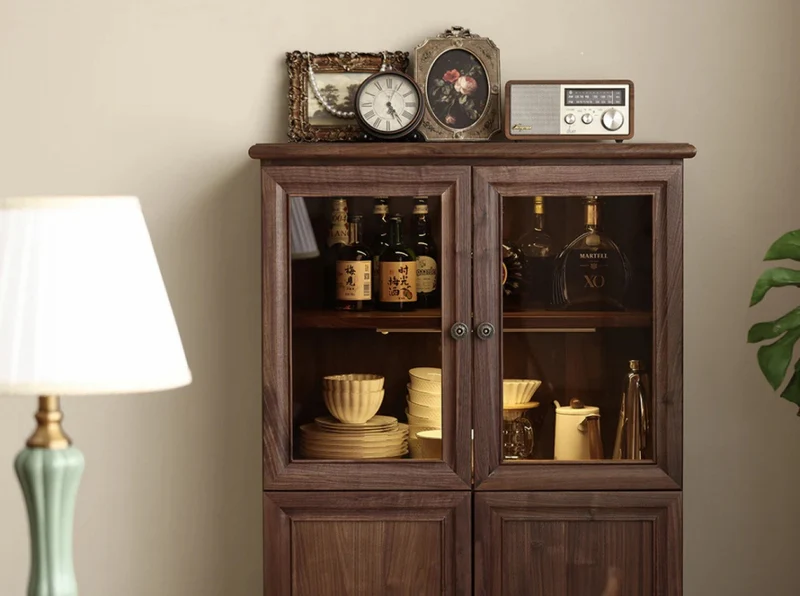 Exemplar Black Walnut Wood Display and Wine Storage Cupboard