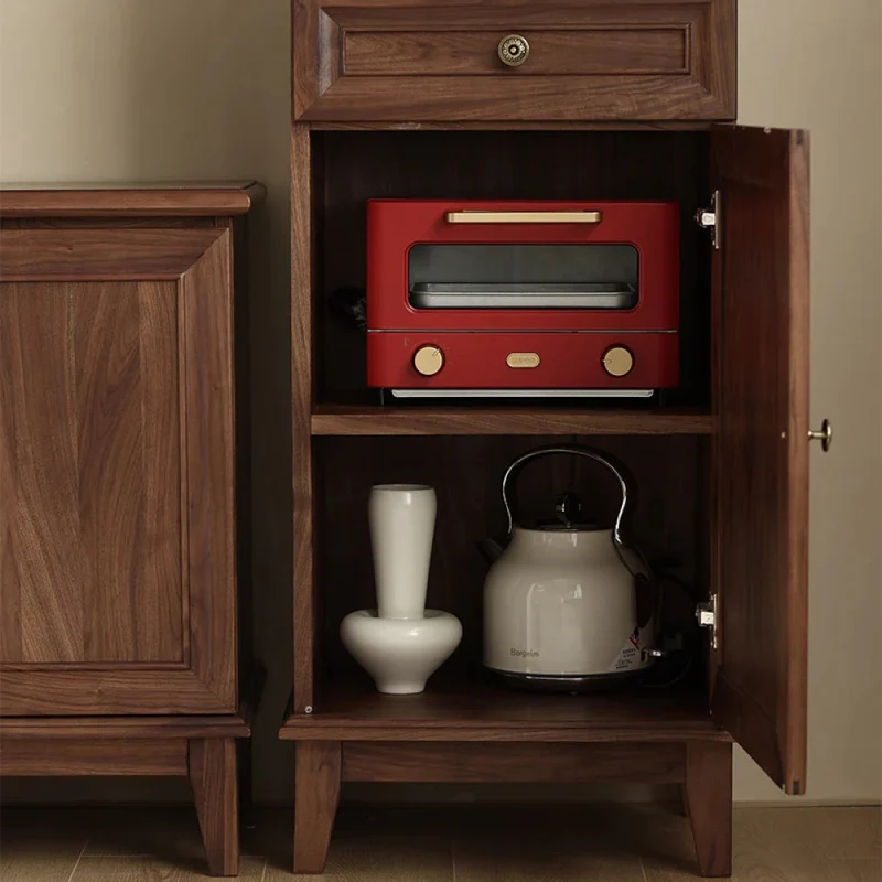 Orion Retro Black Walnut Wood Tall Storage Cabinet
