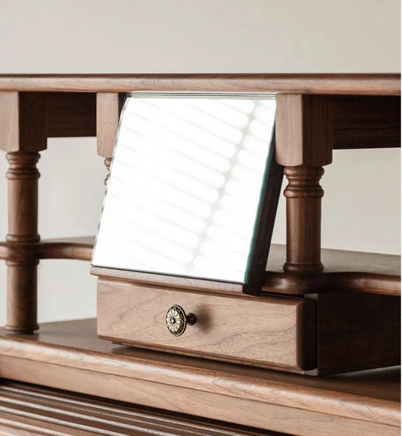 Nebula Vintage Walnut Wood Roll Top Desk