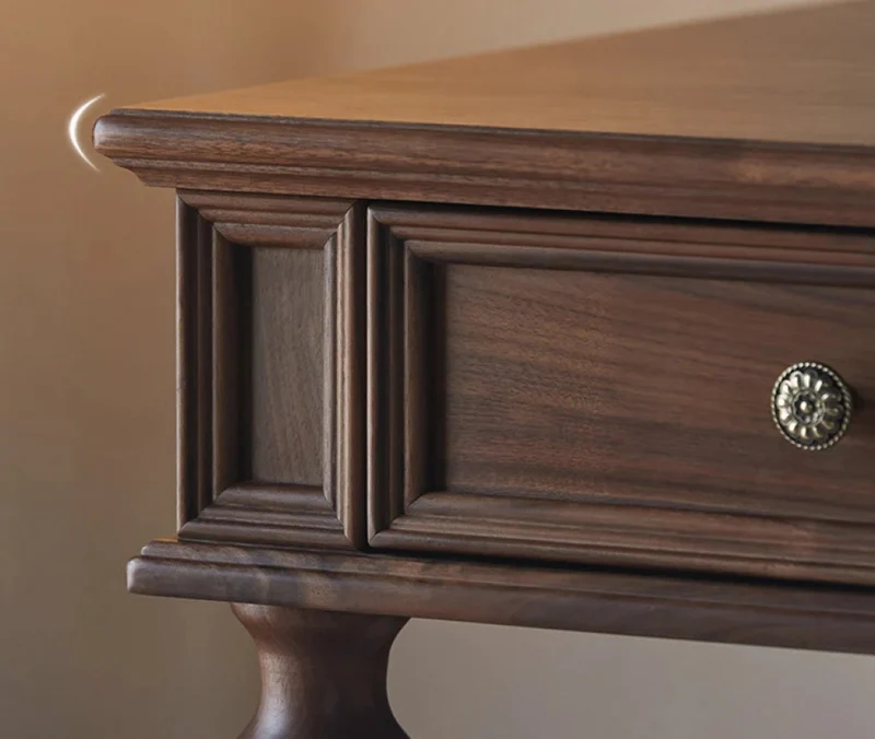 Citrine American Black Walnut Wood Desk with Turned Legs