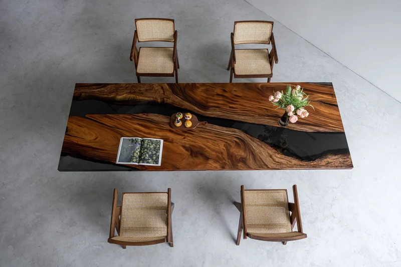 Elevate Black Walnut Color Stained Epoxy Resin Table