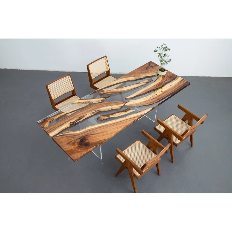 Vibrant South American Walnut Wood Resin Table