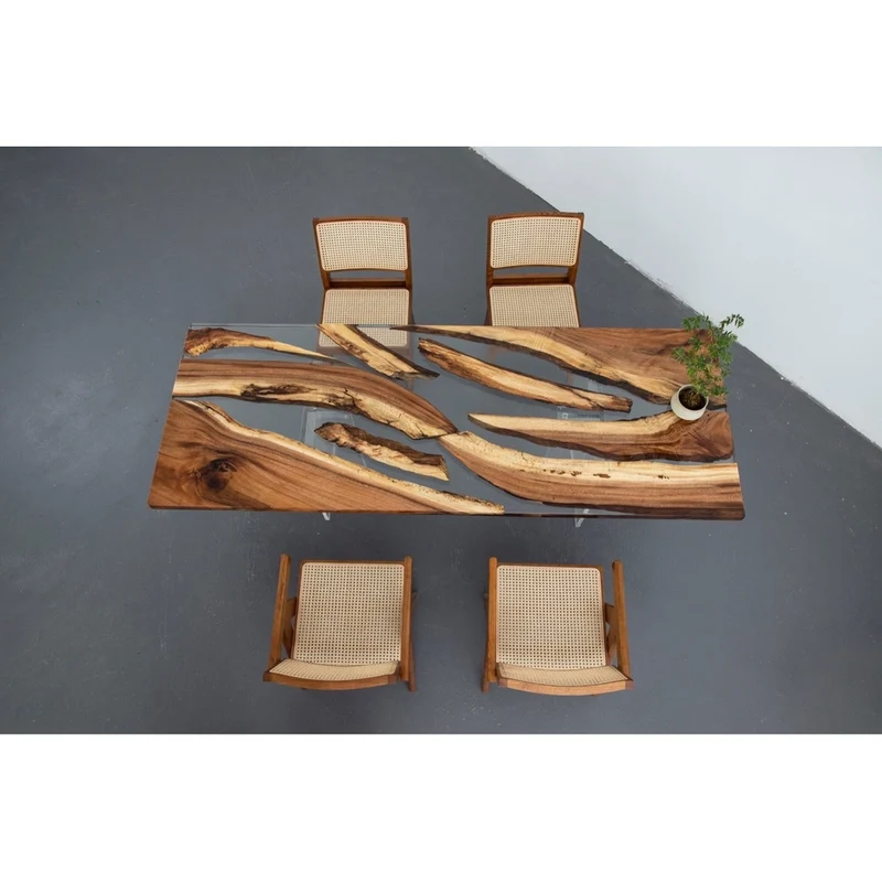 Vibrant South American Walnut Wood Resin Table