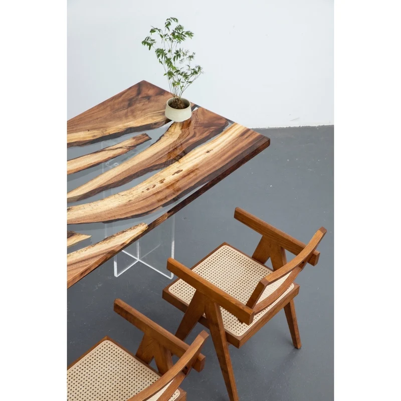 Vibrant South American Walnut Wood Resin Table