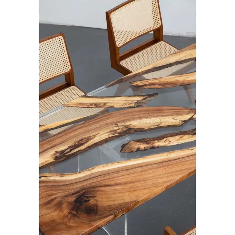 Vibrant South American Walnut Wood Resin Table