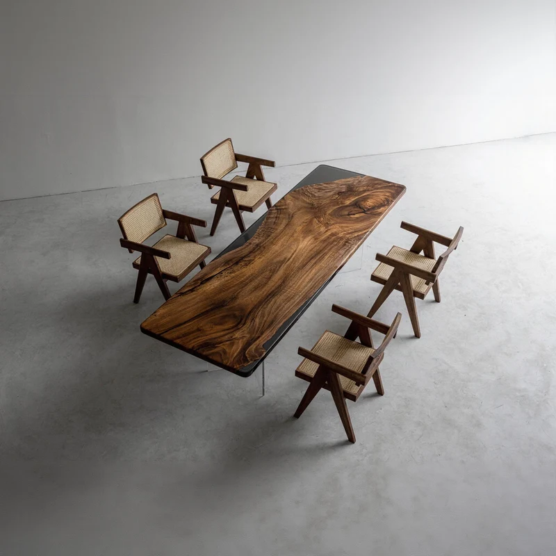 Luxe South American Walnut Wood Epoxy Resin Table