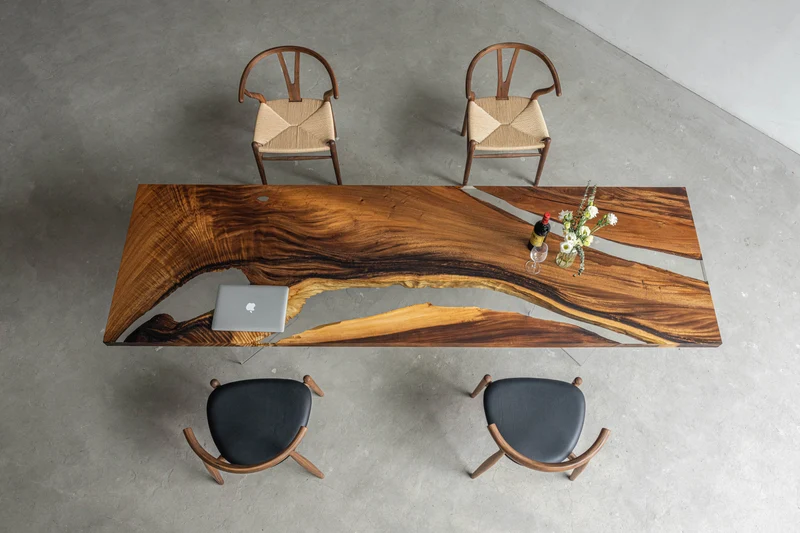 Dreamy Walnut Wood River Epoxy Resin Table