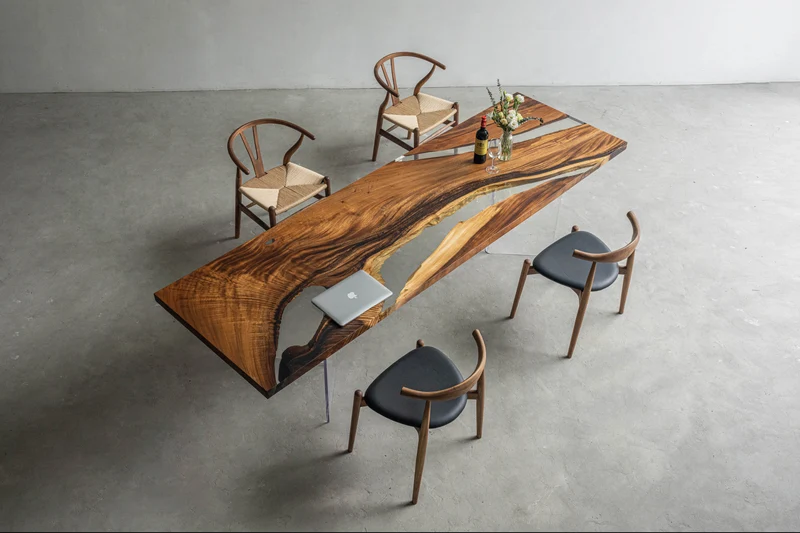 Dreamy Walnut Wood River Epoxy Resin Table
