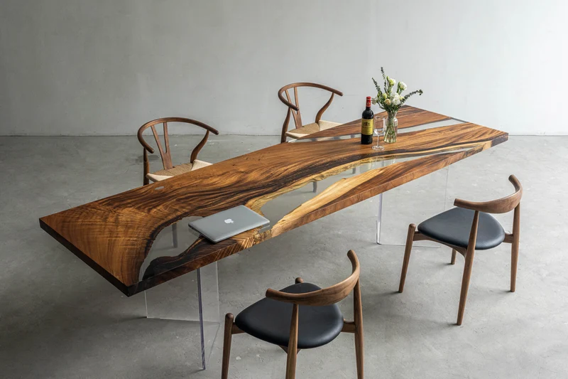 Dreamy Walnut Wood River Epoxy Resin Table