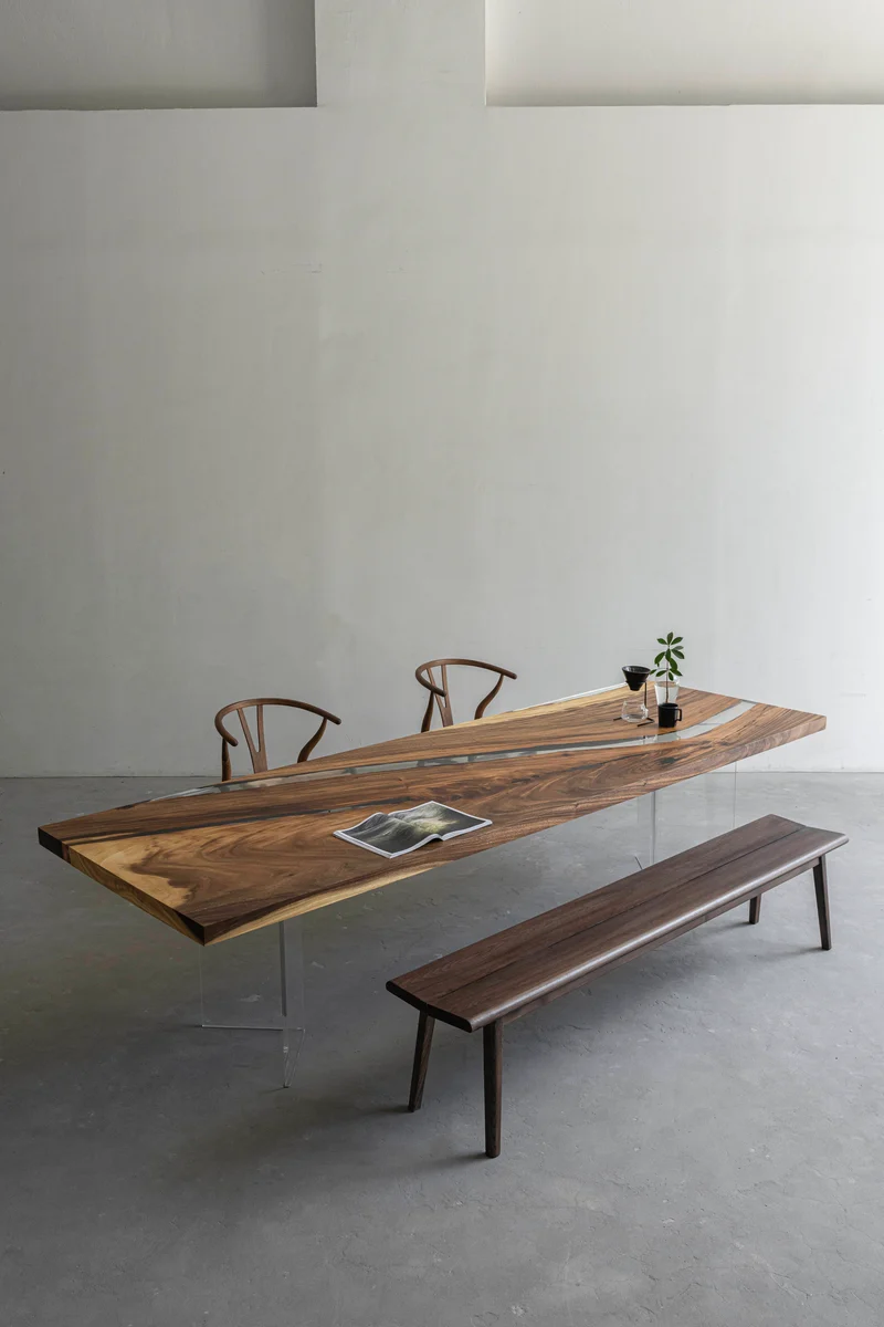 Dreamy Walnut Wood River Epoxy Resin Table