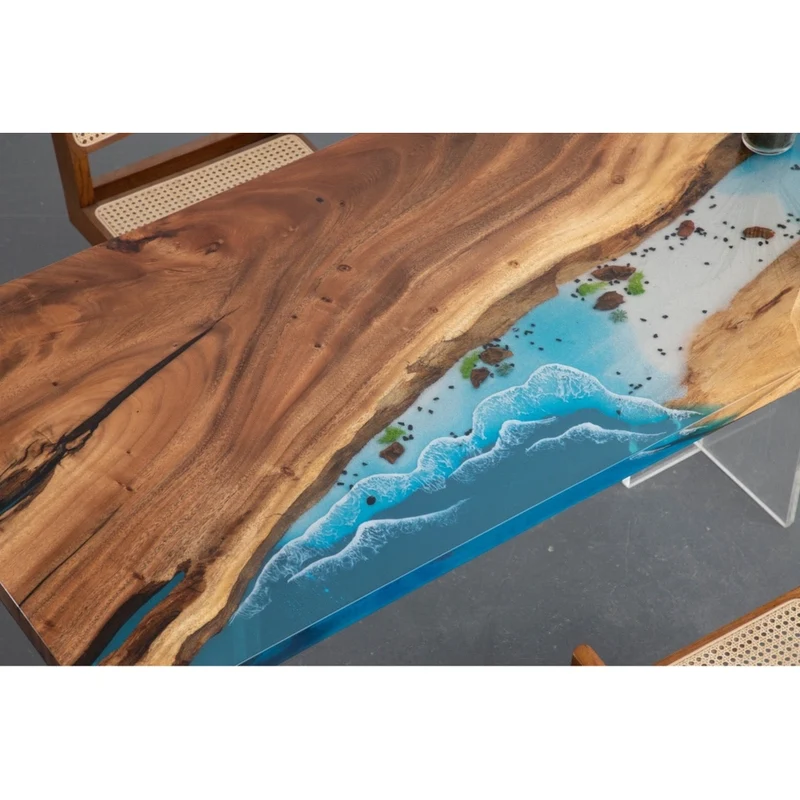 Crystal Clear Walnut Wood Epoxy Resin Table