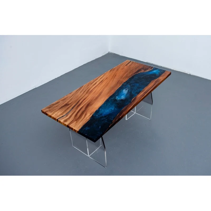 Blue Deep Sea South American Walnut Epoxy Resin Table
