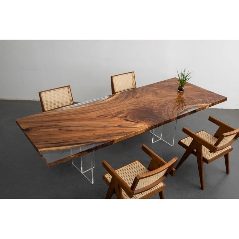 Nature's Canvas Walnut Wood Resin Table