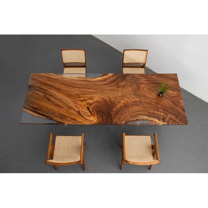 Nature's Canvas Walnut Wood Resin Table