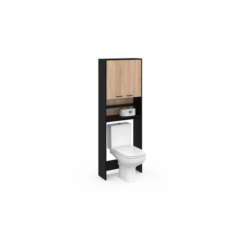 Meuble spécial dessus machine à laver Will noir et bois