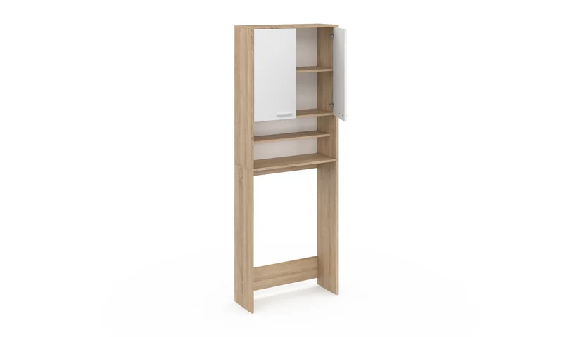 Meuble spécial dessus machine à laver Will blanc et bois