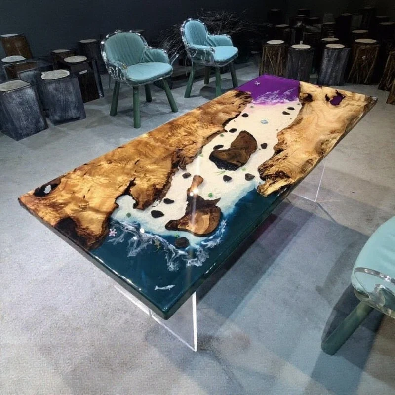 Purple Starlit Walnut Epoxy Resin Table
