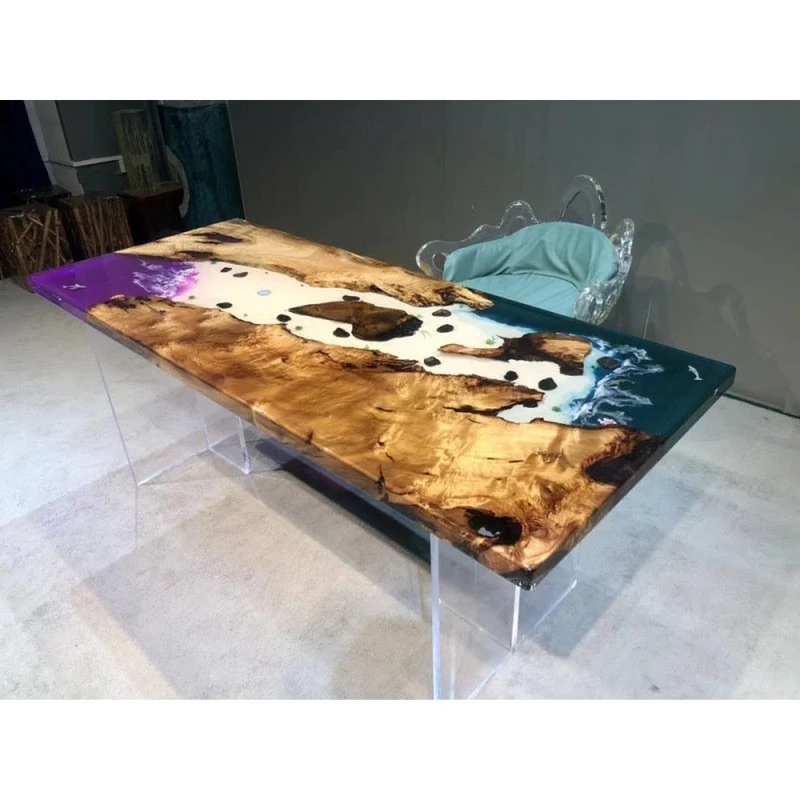 Purple Starlit Walnut Epoxy Resin Table