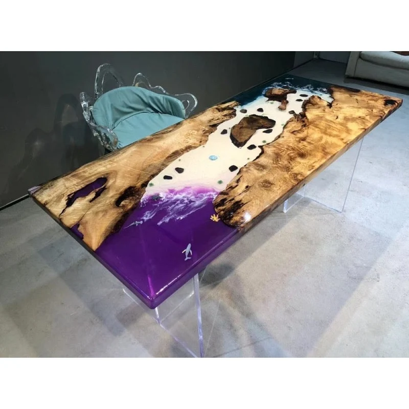 Purple Starlit Walnut Epoxy Resin Table