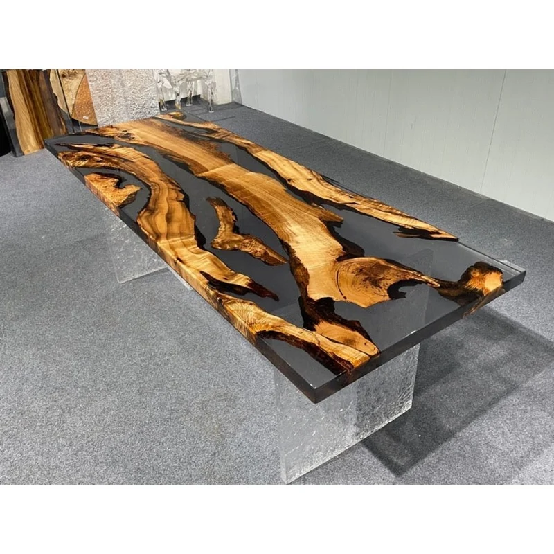 Magic Solid Wood Irregular Epoxy Resin Table