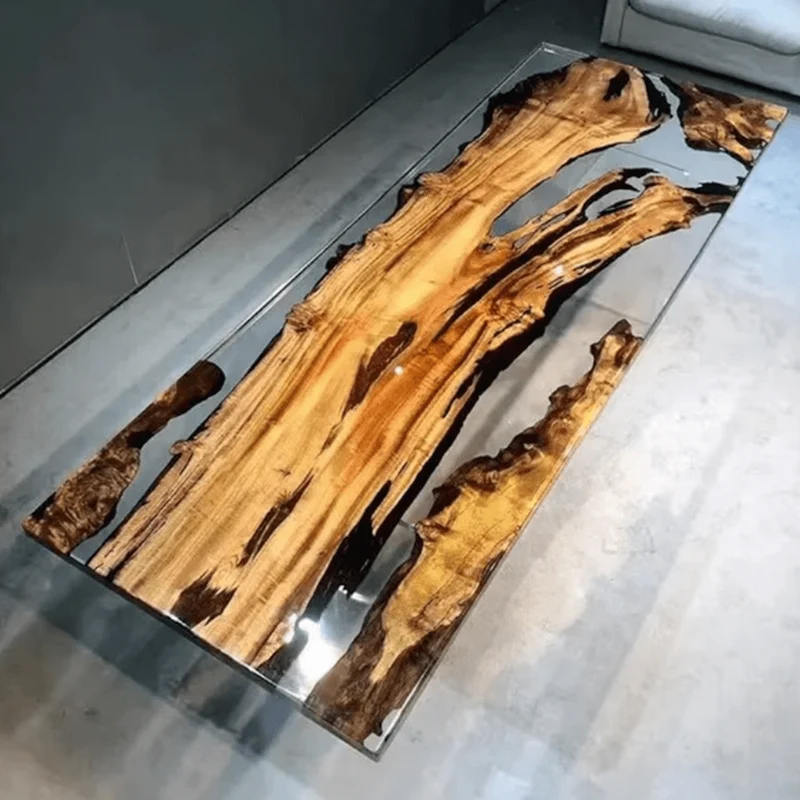 Sculpted Camphor Wood Epoxy Table