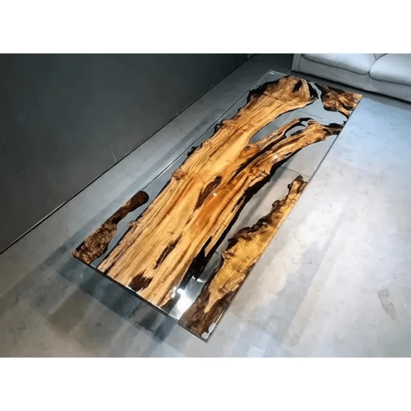 Sculpted Camphor Wood Epoxy Table