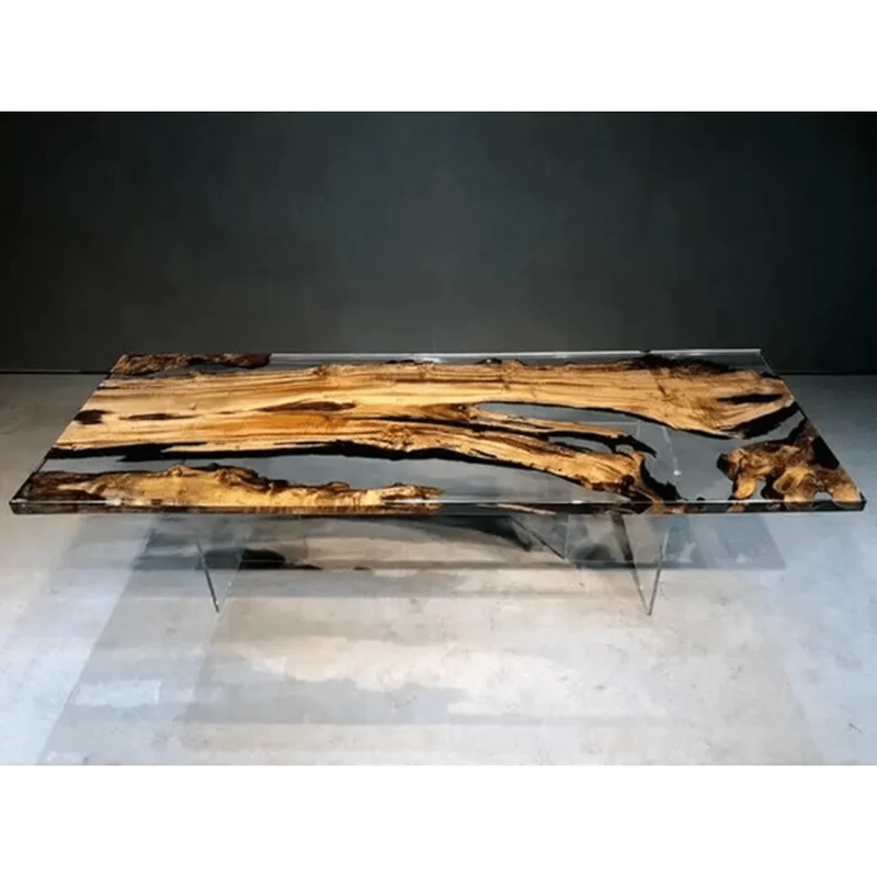 Sculpted Camphor Wood Epoxy Table