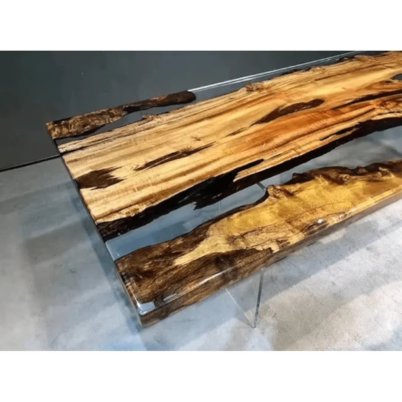 Sculpted Camphor Wood Epoxy Table
