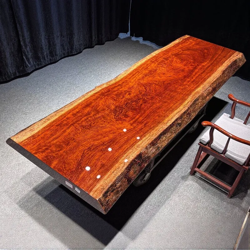 Sculpted Solid Bubinga Wood Dining Table