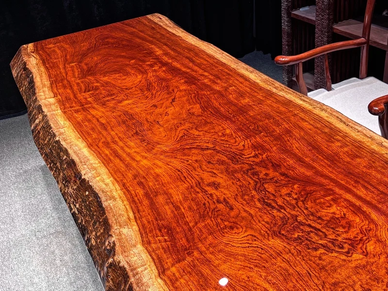 Sculpted Solid Bubinga Wood Dining Table