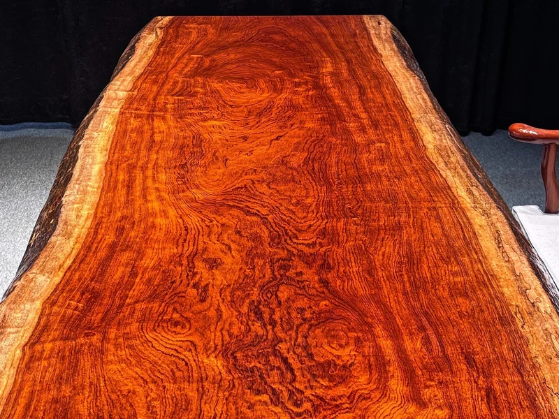 Sculpted Solid Bubinga Wood Dining Table
