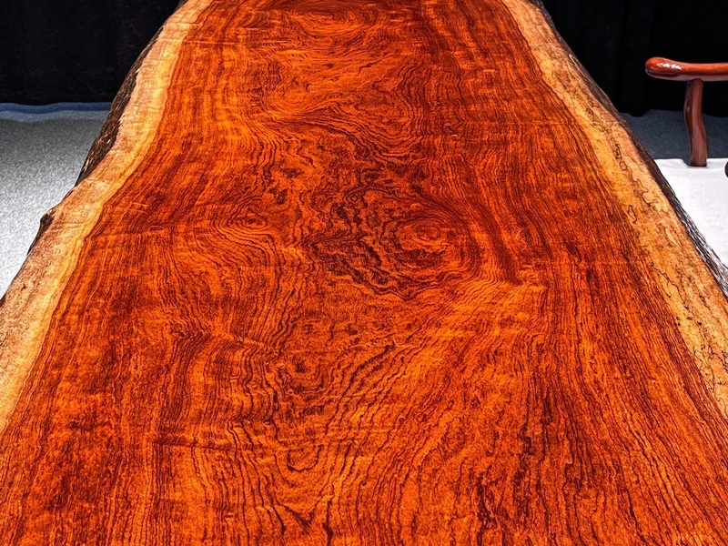 Sculpted Solid Bubinga Wood Dining Table