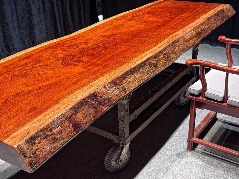 Sculpted Solid Bubinga Wood Dining Table