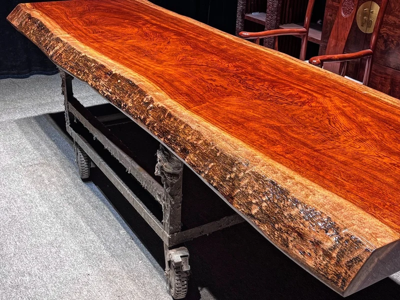 Sculpted Solid Bubinga Wood Dining Table