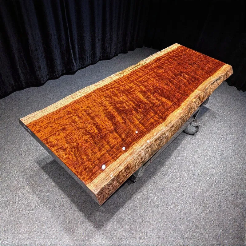 Elegant Bubinga Wood Slab Table