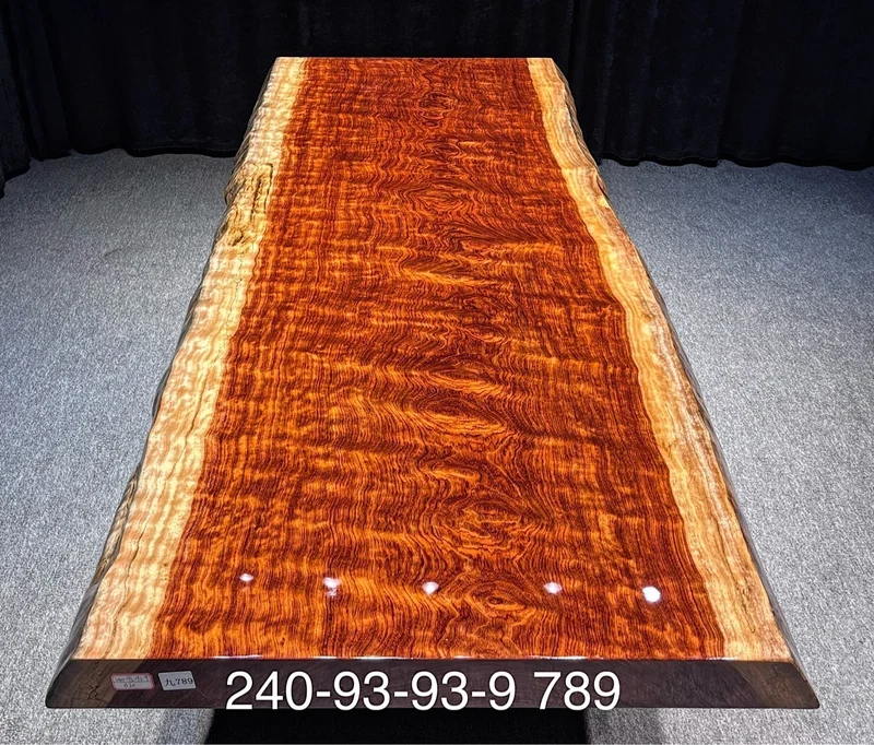 Elegant Bubinga Wood Slab Table