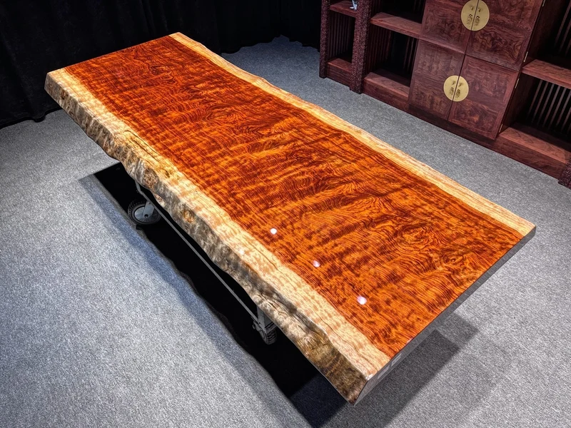 Elegant Bubinga Wood Slab Table